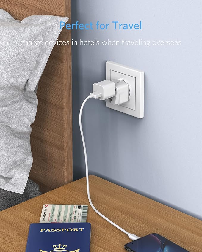 BESTEK European Travel Plug Adapter Set, Grounded Universal Power Plug Adapter for US to Type E/F, Type C, Type G Countries, UK, Germany, France, Italy, Spain, Ireland and All of Europe, 3 Pack