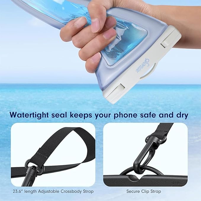 Sonix Waterproof Phone Pouch - Floating Phone Case Dry Bag w/Crossbody Lanyard - Beach Cruise Travel Essentials - Compatible w/All Devices, Touchscreen Friendly | Mocha