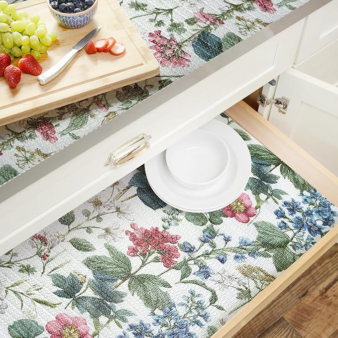 Shelf Liner for Kitchen Cabinets Non Adhesive Drawer Liner,Cabinet Liner for Shelves,Non Slip Kitchen Drawer Liners for Dresser,Waterproof Shelf Paper for Refrigerator,Cupboard,12In x 10FT