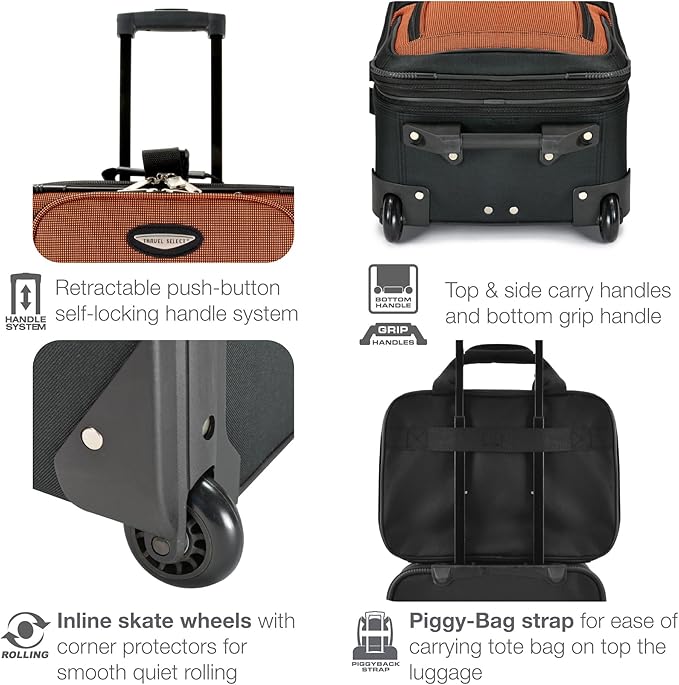 Travel Select Amsterdam 25-Inch Softside Expandable Rolling Upright Luggage, Lightweight 2-Wheel Suitcase with Push-Button Handle, Burgundy