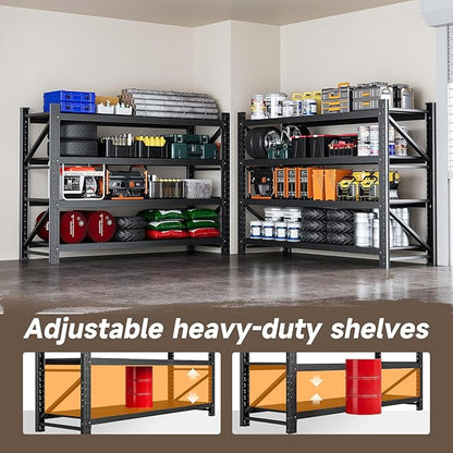 5000LBS Metal Garage Shelving Unit 60" W Storage Shelves Heavy Duty 4 Tier Adjustable Garage Storage Racks Industrial Shelving Utility Rack Shelf for Warehouse,Basement 60" Wx24 Dx70 H