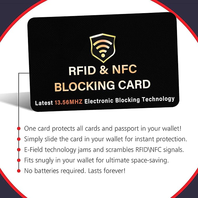 SaiTech IT 5 Pack RFID Blocking Card, One Card Protects Entire Wallet Purse, NFC Contactless Bank Debit Credit Card Protector ID ATM Guard Card Blocker–(Black)