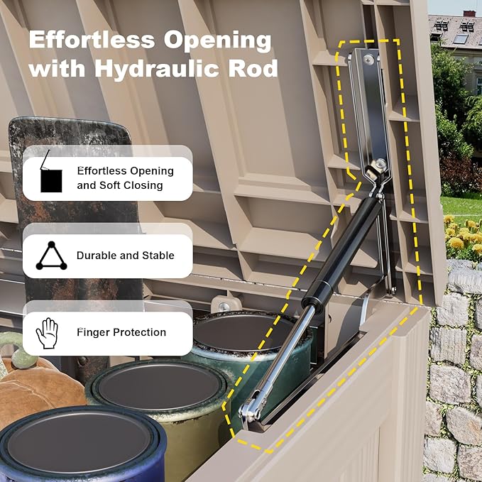 180 Gallon Large Deck Box,Resin Outdoor Storage Box with Lockable for Patio Furniture, Pool Accessories, Garden Tools Waterproof Outside Storage Box, Grey