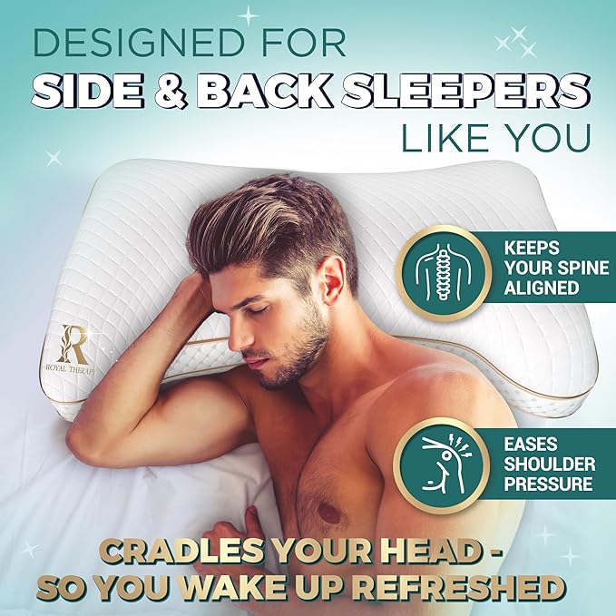 Royal Therapy Queen Memory Foam Pillows 4-Pack - Shredded Memory Foam Pillow for All Sleep Positions - Medium Firm Pillow with Adjustable Loft, Bamboo Rayon Cover, CertiPUR-US, Oeko-TEX Certified