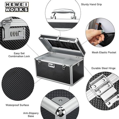 Storage Lock Box with Combination code, Lockable Medicine Storage Case, Empty First Aid Box, Security Lock Box, Multipurpose Lockbox for Home and Outdoor Use (Black, X-Large)