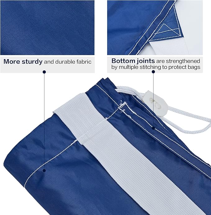 HOMEST 2 Pack XL Nylon Laundry Bag with Strap, Large Dirty Clothes Organizer, Easy Fit a Laundry Hamper or Basket, Can Carry Up to 4 Loads of Laundry, Sky Blue and Blue