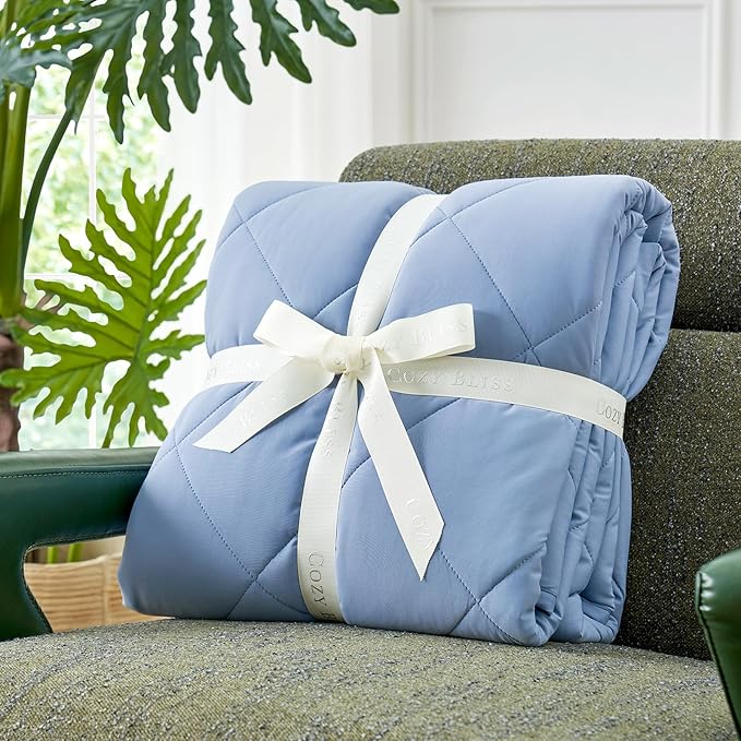 Cozy Bliss Cooling Blanket for Hot Sleepers, Q-Max 0.4 Cooling Comfort Throw Twin Size, Cold Blankets for Night Sweats Sleeping, Ultra-Cool Lightweight Breathable Summer Blanket for Bed Travel