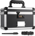 11 x 7 x 8.3 Inch Lockable Storage Box with Combination Lock, Portable Safe for Documents, Medicine, Cash & Valuables, Medicine Lock Box with Label Slot for Home, Office & Travel - Black