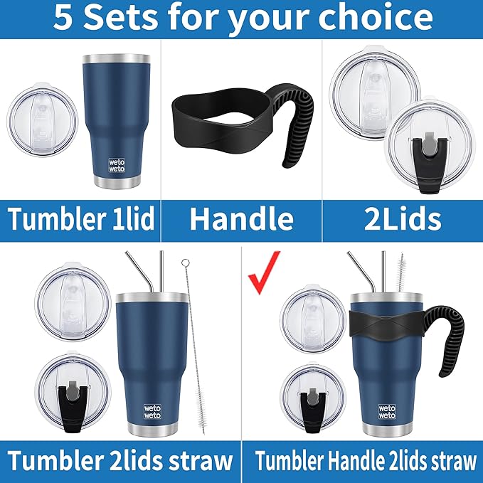 WETOWETO 30 oz Tumbler with 2 Lids and 2 Straws,18/8 Stainless Steel Vacuum Insulated Coffee Tumbler,Insulated Travel Mug Water Cup with Leak-Proof Straw Lid & Flip Lid (Purple, 1 Pack)