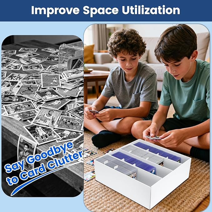 Trading Card Storage Box, 6 Pack Sports Cards Storage Boxes with 20 Dividers, Top Loader Storage Case for TCG/MTG, Game Cards