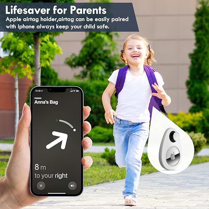 for Airtag Holder for Kids Hidden 2 Pack GPS Tracker Case, Anti-Removal Sercutiry Air Tag Case with Pins, GPS Cover Suitable for Children, Elderly, Pets, Backpack, Luggage (Navy Blue, White)
