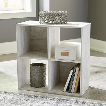 Signature Design by Ashley Paxberry Coastal 4 Cube Storage Organizer or Bookcase, Whitewash