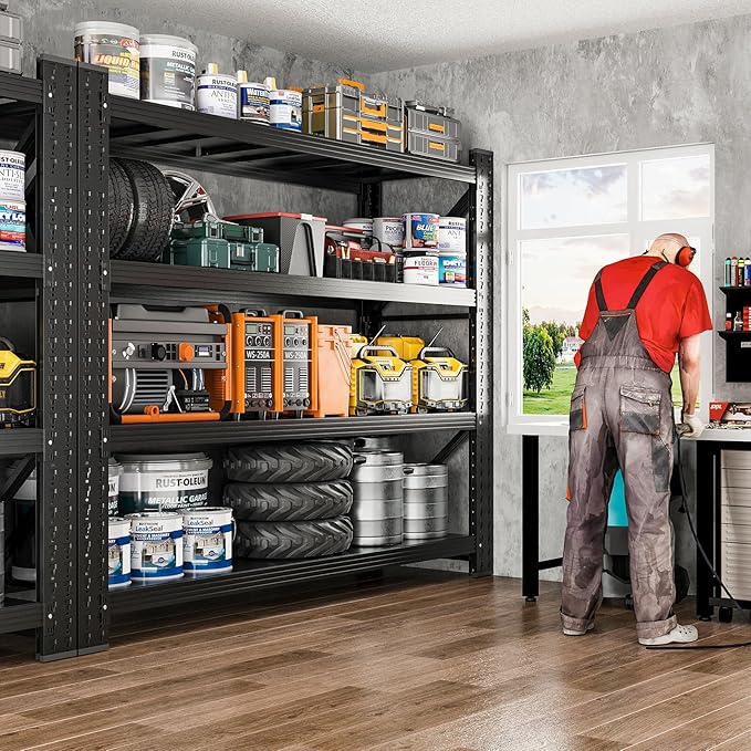 7000LBS Metal Garage Shelving Unit 79" W Storage Shelves Heavy Duty 4 Tier Adjustable Garage Storage Racks Industrial Shelving Utility Rack Shelf for Warehouse/Basement 79" Wx24 Dx79 H
