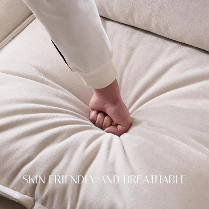 88.98" Sectional Couches for Living Room, Cloud Couch Sectional with Large Storage, L-Shape Modular Sectional Sofa with Ottoman, 4 Seater Chenille Sofa with Pillow for Apartment, Bedroom, Beige