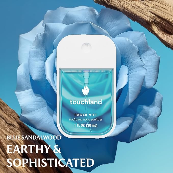 Touchland Hydrating Hand Sanitizer Spray Bundle, DREAM 5 Set (Watermelon, Berry, Beach Coco, Sandalwood Power Mists, Icy White Hand Mist Case), 1 FL. OZ. Travel Size