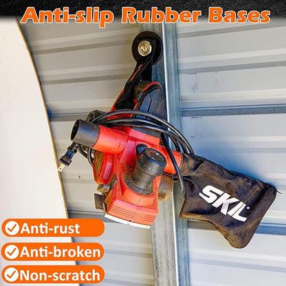 MUTUACTOR 2packs Magnetic Hooks Heavy Duty,Strong Magnet Garage Hook Large Capability for Hanging Cables Rubber Coating Mounting Magnet Storage Hooks for Garden Hoses Ropes Cordless Drills Tools Box