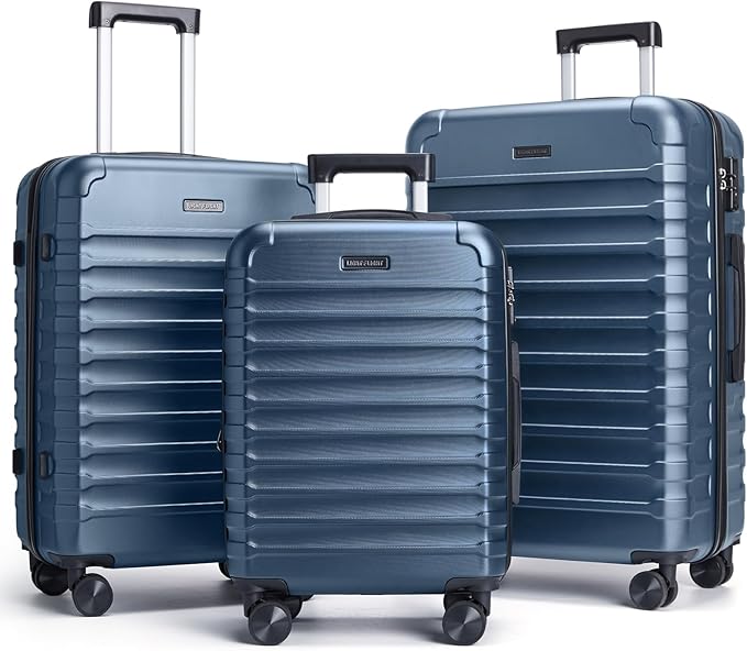LIGHT FLIGHT Luggage Sets, 3 Piece Durable Suitcase Set with Spinner Wheels, 3 Pcs Hard Shell Lightweight Luggage with TSA Lock, Large Checked Travel Suitcases, 20/24/28 Inch, Royal Blue