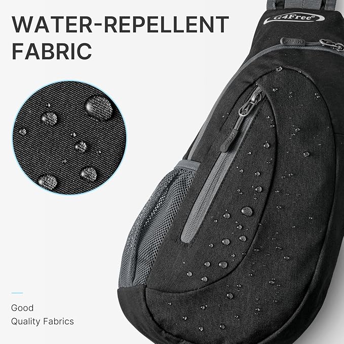 G4Free Sling Bag for Men Women, Small Crossbody Backpack Lightweight Chest Shoulder Bags for Travel, Outdoor and Sports (Dark Grey)