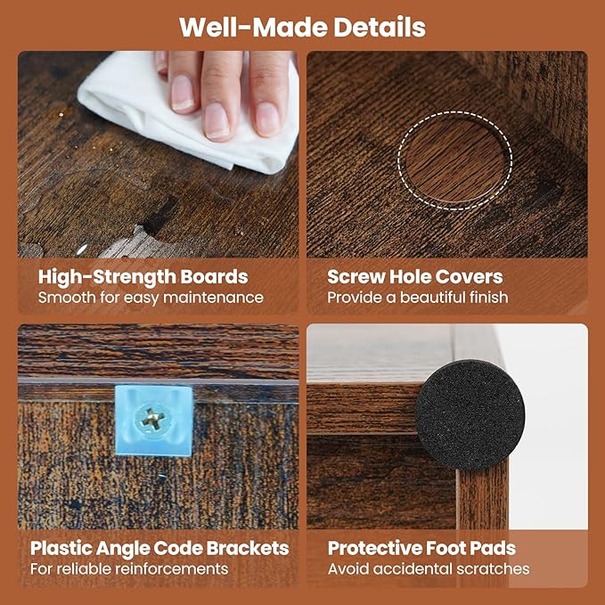 Giantex 4-Cube Bookcase, Stackable Cube Storage Organizer w/Open Bookshelf, Wooden Display Shelving Unit for Small Space, DIY Modular Cubby Storage System for Home, Study, Rustic Brown