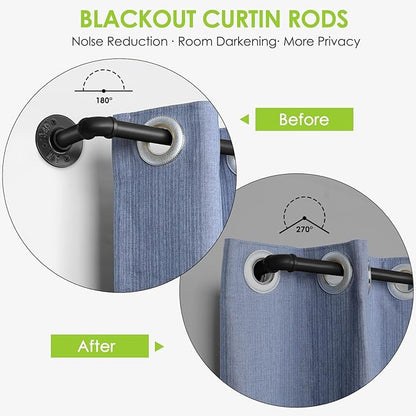 1-inch Black Curtain Rod, 32-72 inch, Industrial Duct Rod, Indoor/Outdoor, Ceiling/Wall Mount, 32-72 inch, Black Finish