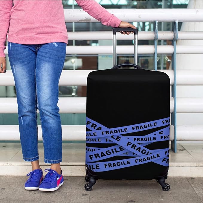 HYPER VENTURE Washable Luggage Cover - Fashion Suitcase Protector Fits 23-26 Inch Luggage (Fragile, M)