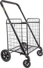 dbest products Cruiser Cart Deluxe 2 Shopping Grocery Rolling Folding Laundry Basket on Wheels Foldable Utility Trolley Compact Lightweight Collapsible, Black