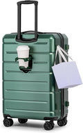 KYME 26 Inch Luggage TSA Approved Hardshell 26" Suitcases with Spinner Wheels Durable Medium Travel Checked Luggage with Cup Holder for Women Men Green