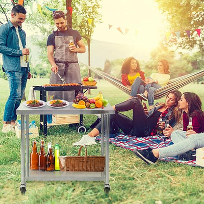 Stainless Steel Table for Prep & Work 36 x 24 Inches with Caster Wheels,Commercial Heavy Duty Metal Table with Undershelf for Home,Restaurant and Hotel Kitchen (36" x 24")