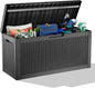 60 Gallon Deck Box,Resin Outdoor Storage Box with Lockable for Patio Furniture, Pool Accessories, Garden Tools, Waterproof Outside Storage Box, Black Pattern