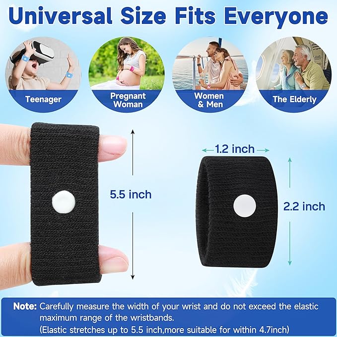 LYJEE Motion Sickness Bands for Adults and Kids Nausea Relief for Pregnant Women Seasickness Wristband for Cruise Ship Essentials
