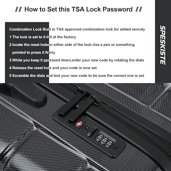 3 Piece Luggage Set, Hardshell Luggage Sets with TSA Lock, PC+ABS Lightweight Suitcase Sets with 360° Spinner Wheels BLACK (20/24/28)