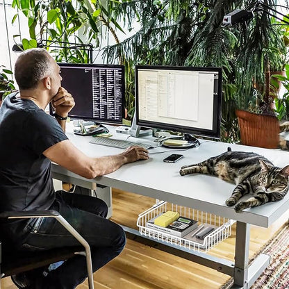 Under Desk Drawer, Slide Out Design,No Drill Metal Under Desk Cable Management, Under Table Storage Shelf Tray Basket Under Table Drawer Organizer for Office, Home, Workspace, Cabinet