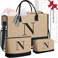 BAGAIL Initial Tote Bag, Personalized Birthday Gifts for Women, Teacher, Friends, Mom, Wedding, Monogrammed Beach Bag