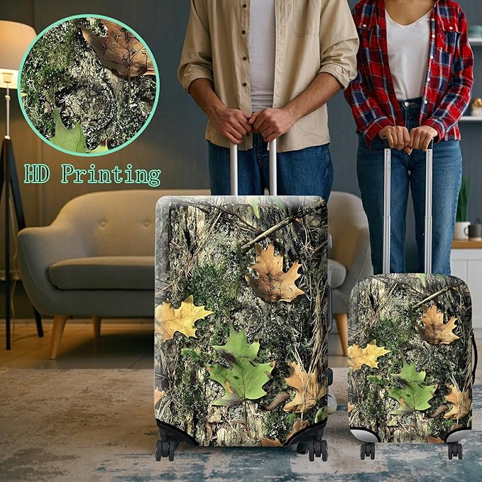 Luggage Cover Plus - Camo Tree Travel Suitcase Cover for 18-20 inch Luggage (S) with Concealed Zipper, Washable Elastic Cloth, Dustproof, Anti-Scratch