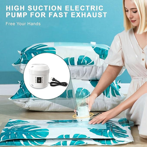 18 Pack Vacuum Storage Bags for Travel Clothing with High Pressure Electric Pump, 3 Sizes Large/Medium/Small Space Saver Bag Vacuum Sealed for Luggage Blankets, Vacuum Seal Bag for Bedding Comforters