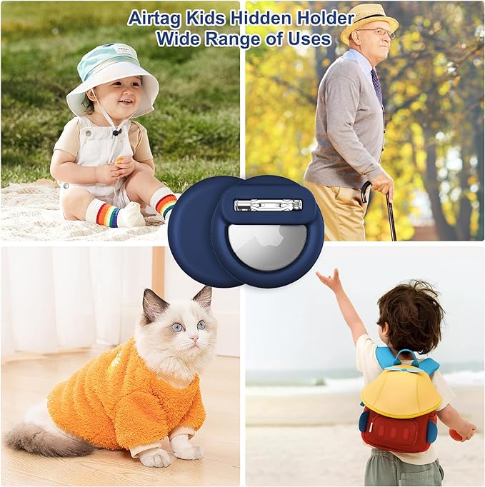 Compatible for Air Tags-4 Pack Apple Kids Hidden, for Air Tag Holder Kid,for AirTag Hidden Kids Holder with Invisible Pin, Anti Lost, for Kid, Luggage, Clothing (Pink Purple Sky Blue Mint Green)