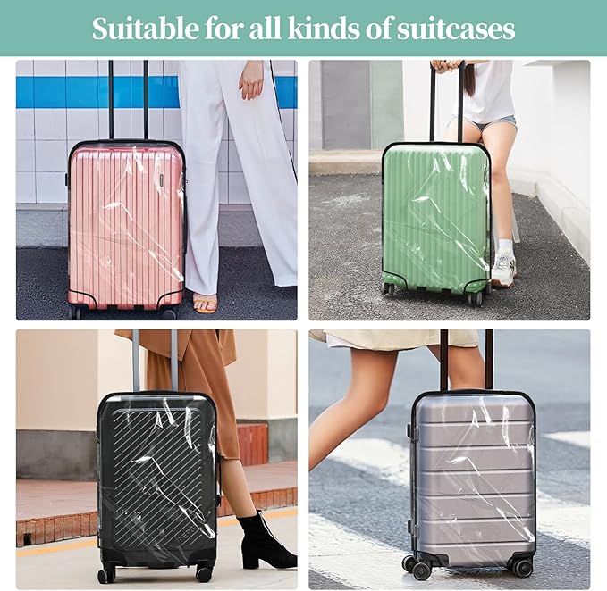 Clear PVC Luggage Cover, Waterproof Dustproof Anti-Scratch Suitcase Protector, Fits Wheeled Suitcases 18" 22" 24" 26" 28" 30" - Thicken Baggage Cover Case(30")