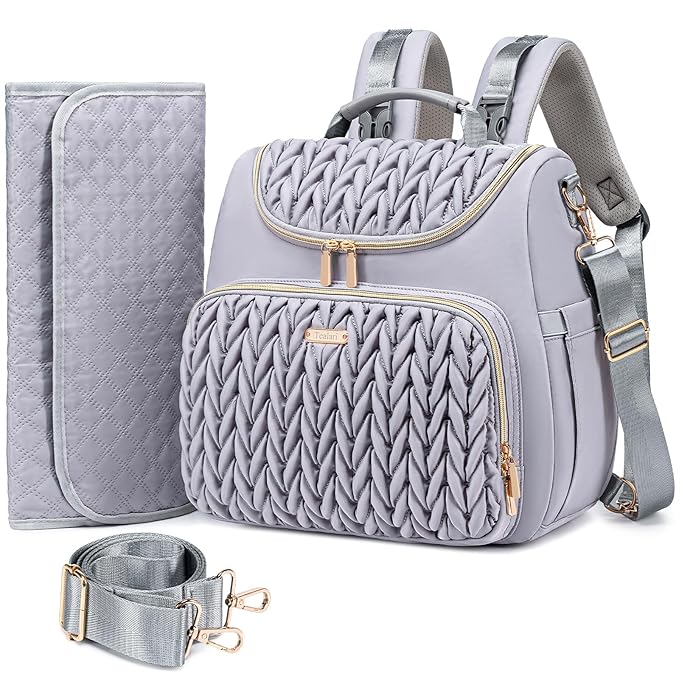 4 in 1 Convertible Diaper Bag Backpack,Waterproof Baby Diaper Bag with Changing Pad,Converts into Baby Tote Bag,Diaper Backpack,Stroller Bag and Crossbody Diaper Bag