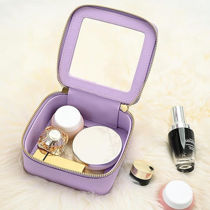 Aveniee Mini Clear Makeup Bag, Small Cosmetic Bags Travel Toiletry Pouch Organizer, TSA Approved Make up Case with Zipper, Car Bag for Essentials,Lilac