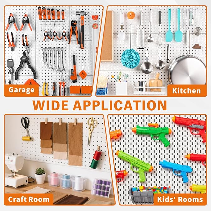 HORUSDY 309 PCS Pegboard Hooks Assortment Kit – 17 Types Heavy Duty Peg Board Hooks & Organizer Accessories – Fits 1/8 & 1/4 Inch Pegboard Durable Metal Wall Hooks for Garage Kitchen Workshop