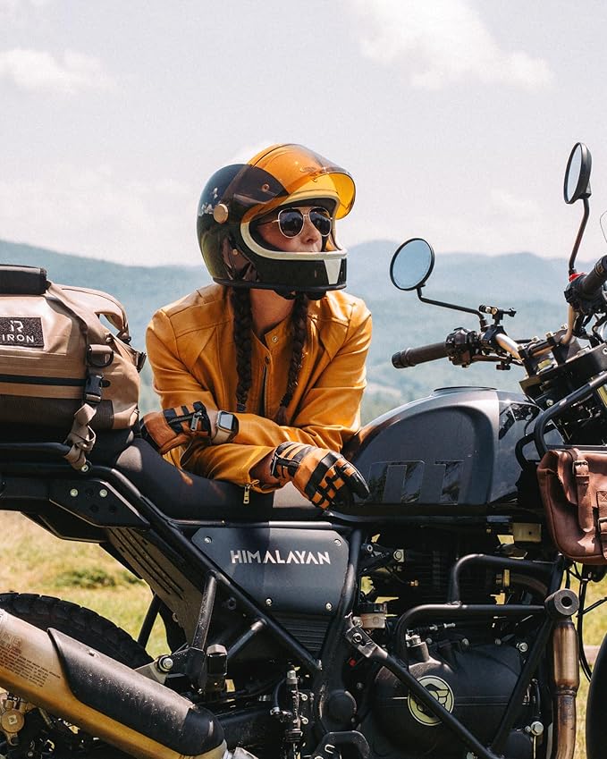 IRON JIA'S Motorcycle Dry Bag - Waterproof Duffle & Luggage Tail Bag Saddle Bags with Roll Top Closure, Shoulder Straps, Inner Pocket and Mesh Pocket (Brown, 50L)