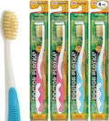 MOUTHWATCHERS Soft Childrens Flossing Manual Toothbrush, Value Pack of 4, Pink and Blue, Toothbrushes for Kids & Teens, Ultra Clean, by Dr. Plotka's