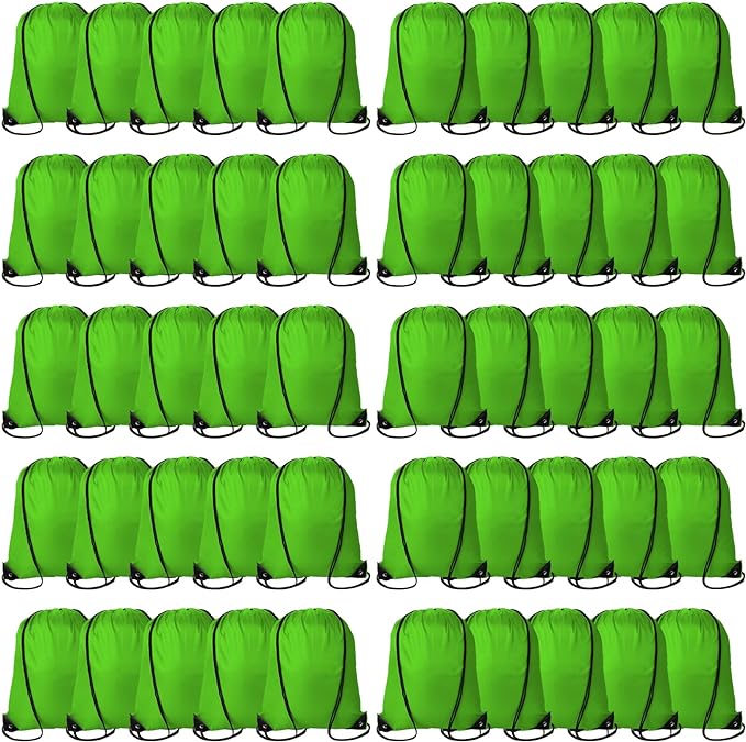 60 Pieces Drawstring Backpack Bags Sports Sackpack Bulk Cinch Gym Bag for Women Men Outdoor Sports Backpack for St. Patrick's Day Gift (Green)
