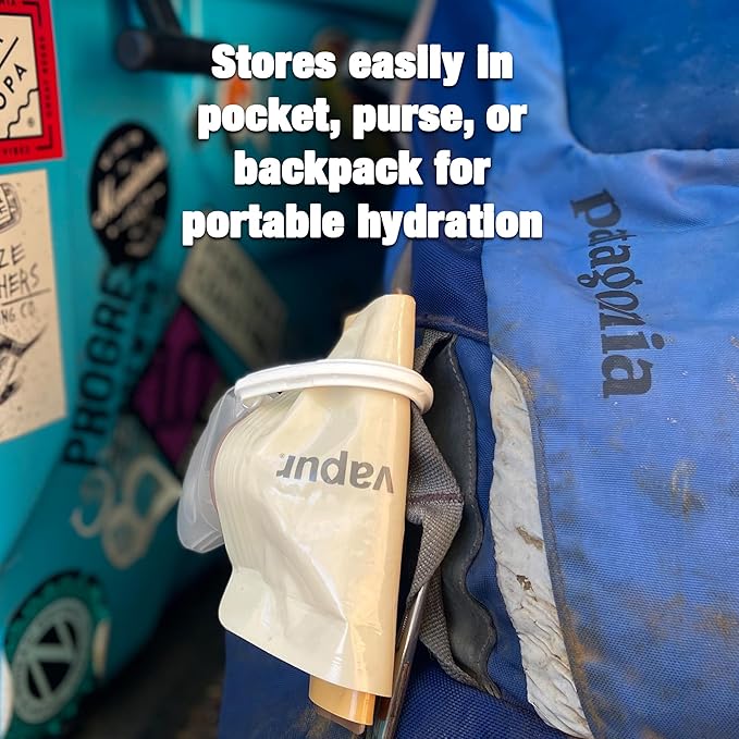 Vapur Collapsible Water Bottle With Carabiner, Compact Bottle Folds Flat For Hydration On The Go, Ideal for Traveling, Hiking or Camping, 23 Ounce, Water Blue, Pack of 1