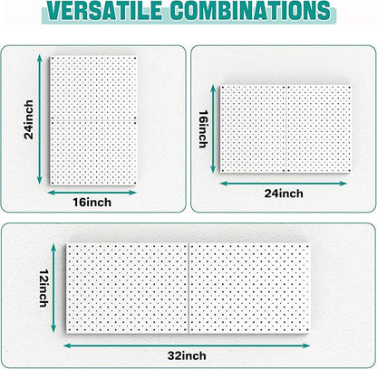 EVERHANGER Metal Pegboard Panels, Heavy Duty Pegboard Wall Organizer, Garage Wall Panels, Tool Storage Organization, 12"X16", 2pcs, White