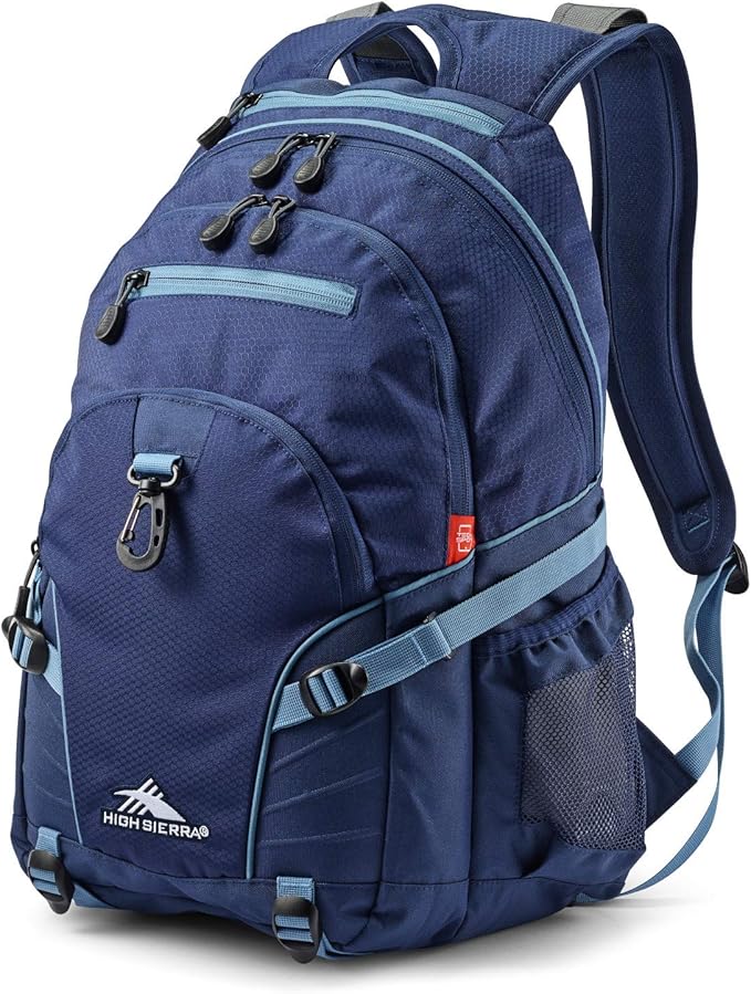 High Sierra Loop Backpack, Travel, or Work Bookbag with tablet sleeve, One Size, True Navy/Graphite Blue