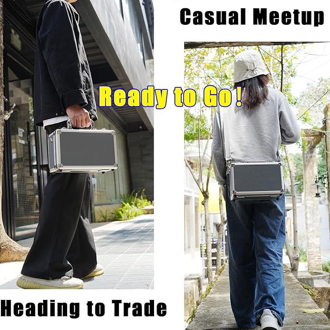 Multi color Card Storage Hard Case, Sports Card Collection Boxes,Trading Cards Cabinet, Card Holder, Toploader Box (Gray, Small)