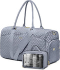 Weekender Travel Duffle Bag for Women - Carry on Bag with Shoe Compartment Overnight Bags with Toiletry Bag Wet Pocket Weekend Traveling Yoga Gym Hospital Bags for Labor and Delivery Grey