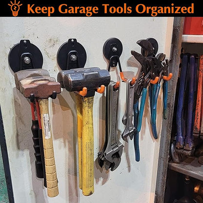 MUTUACTOR Magnetic Hooks,2PCS Large Magnetic Hooks Heavy Duty,Anti-Slip Double Magnet Hooks Garage Storage Utility Hooks for Metal Cabinet Pegboard Garage Basement Organizer