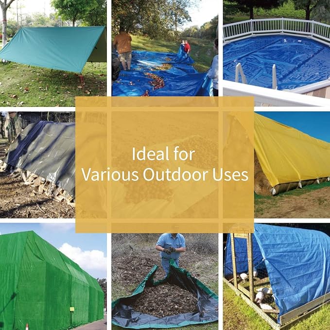 GUARD SHIELD Tarp Green 9x15 Feet Multi Purpose Waterproof Poly Tarp Cover 5mil